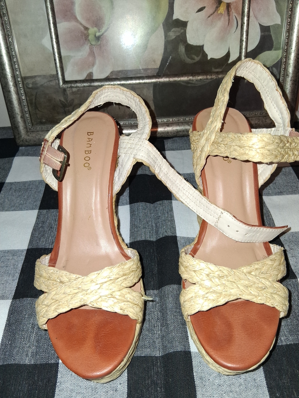 Bamboo Cream Braided Platform Sandals